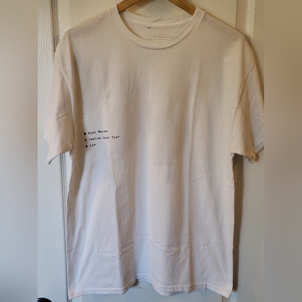 Post Malone Twelve Carat 2022 Tour VIP Double Sided White Concert T-Shirt Sz L